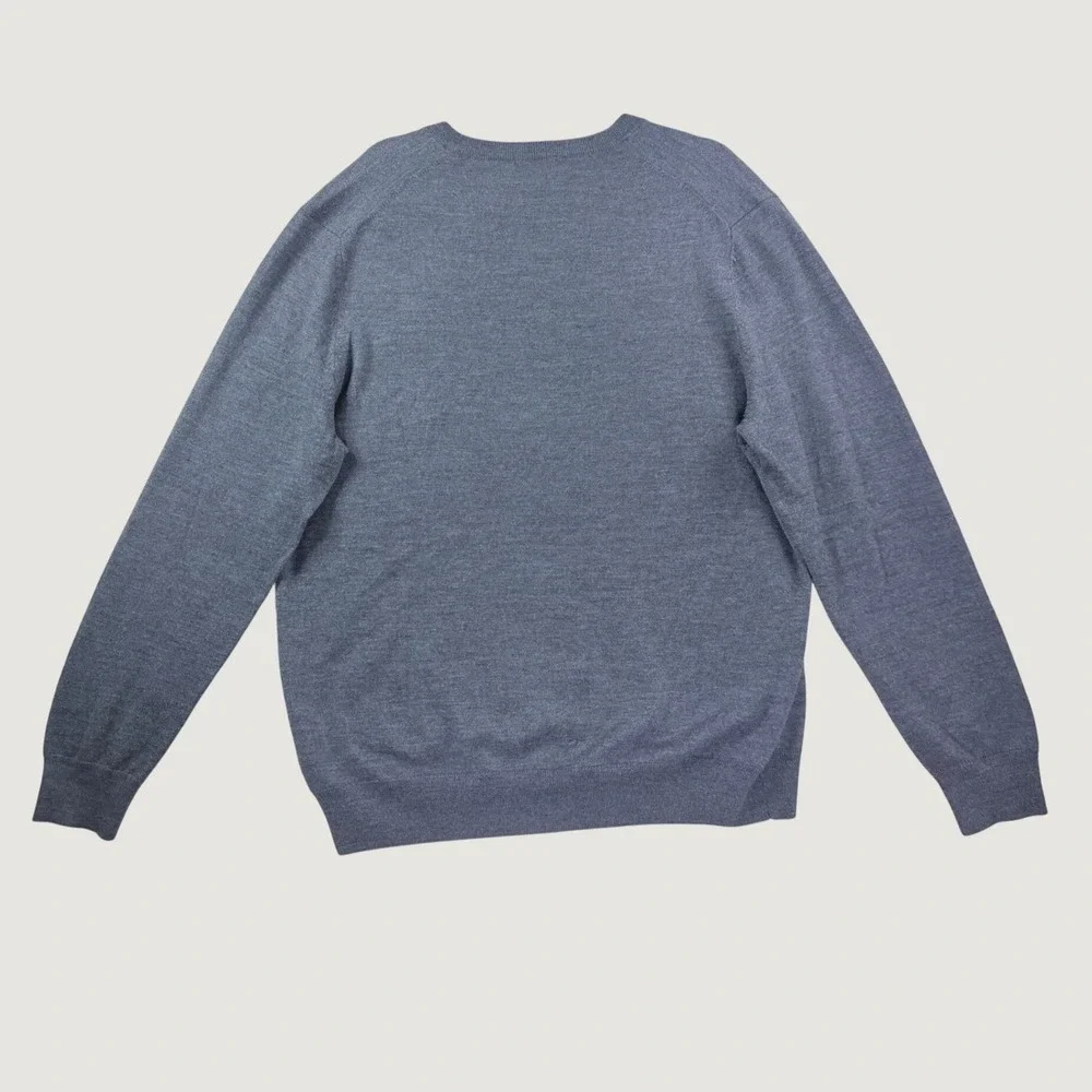 Brooks Brothers V-Neck Sweater Men XL Grey Excellent Extra Fine Merino Wool